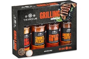 The Spice Lab BBQ Grilling Seasoning Collection Spice Set - Ultimate Barbecue Seasoning Gift Set - Grilling Gifts or Men or All Around Cooking for Barbecues and Smoking - Made in the USA
