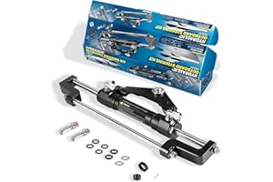 Camoo HC5345-3 Hydraulic Steering Cylinder 300HP Front Mount Helm Replace for Seastar Outboard Steering Cylinder HC5345-3, Max Pressure 10.3MPa/1500PSI with Two-Way Lock Valve and ORB Fittings