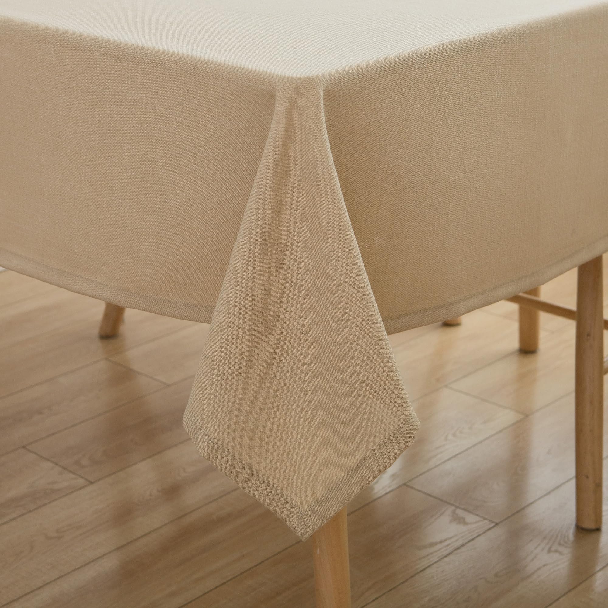 Simurq Table Cloth Rectangular | Waterproof Tablecloth Washable Table Cover | Beige Table Cloths Rectangle | Easy Care and Stain-Repellent Tablecloths Linen Look (Beige, 140x240 cm/ca.55x95 in)