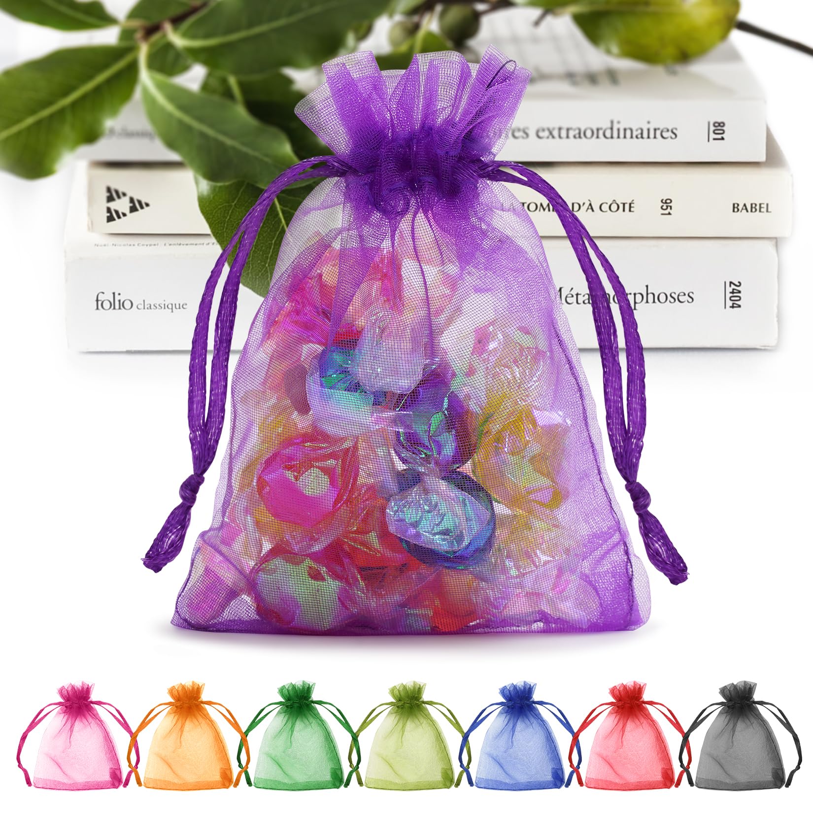 Photo 1 of ANZNKU 50 PACK Organza Gift Bags, 3x4 Inch Mesh Bags Drawstring, Sachet Bag Favor Bag for Candy Halloween Wedding Party Baby Shower(Purple)