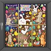 Easter Window Clings, 153 PCS 9 Sheets Happy Easter Decorations for Kids Spring Window Clings for Home Office Shop