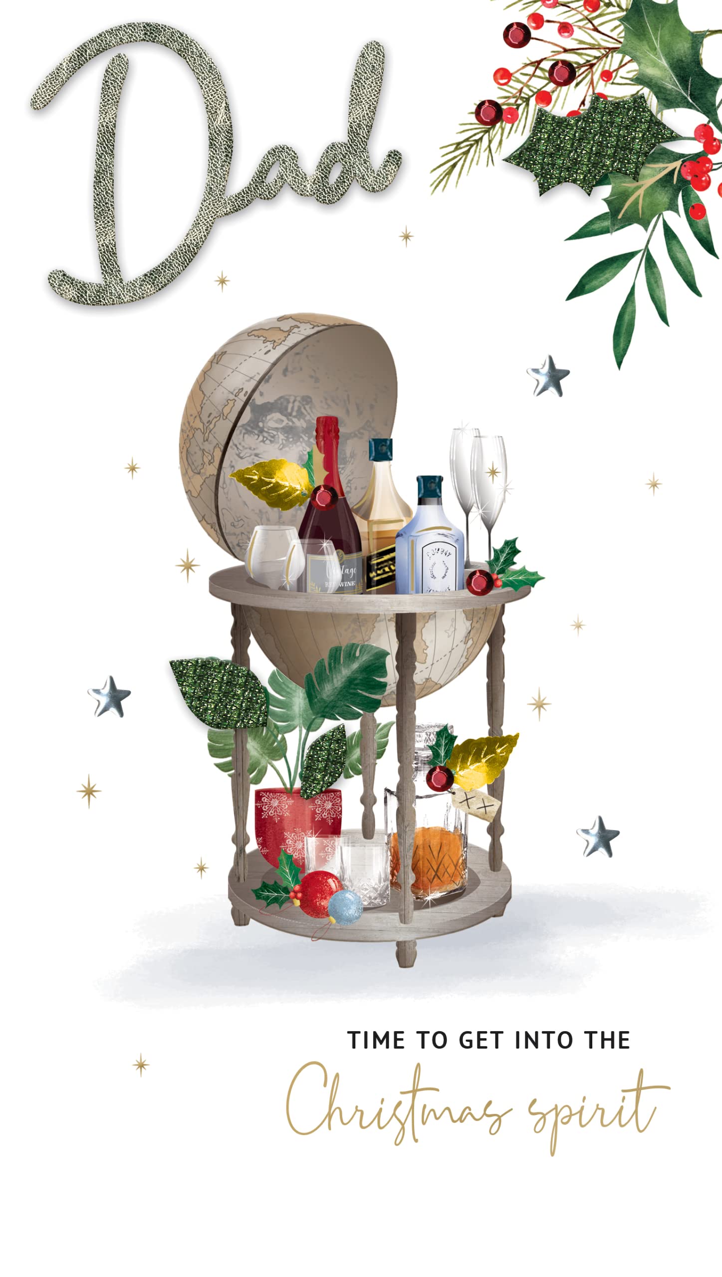 Dad Festive Tipple Embellished Christmas Card Hand-Finished Champagne Cards XCDC359