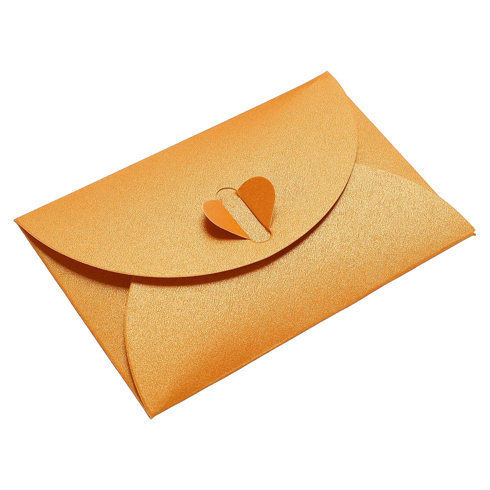 PATIKIL Mini Envelopes, 50 Pack Heart Clasp Tiny Items Storage Cute Present Card Holder for Wedding Greeting Party, Orange