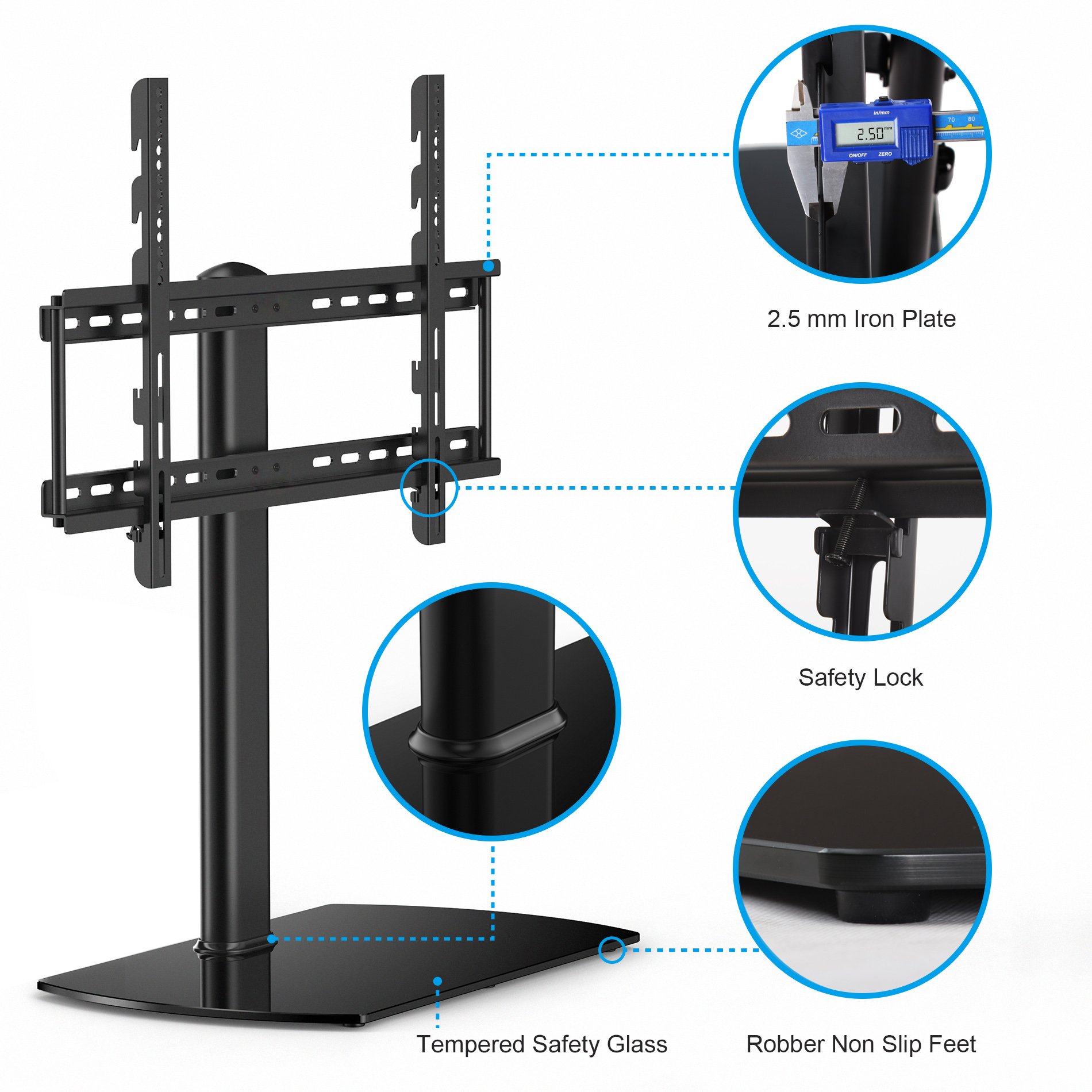 Fitueyes Universal TV Stand/ Base Tabletop Stand With Wall Mount for 32