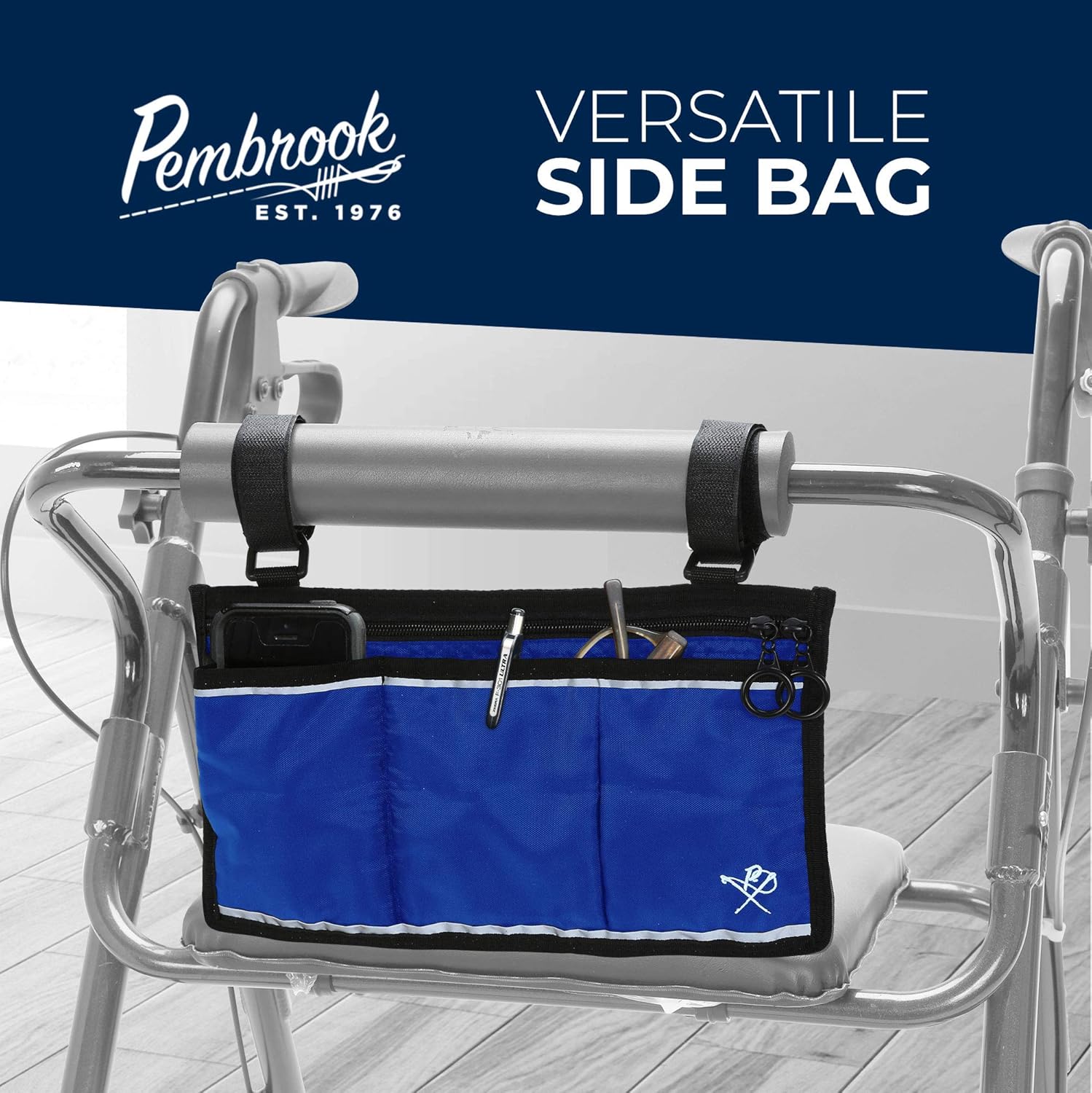 Pembrook Wheelchair Side Bag with Pouches - Great for Electric Wheelchairs, Electric Scooter, Walker Accessories, Other Mobility Devices - Lightweight Nurse Bag and Organizer for Medical Chairs: Health & Personal Care