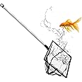Grepol-V Fish Net for Fish Tank, Fine Mesh Aqurium Net with 9-24 Inch Stainless Steel Long Handle, Extendable Fishing Tank Ne