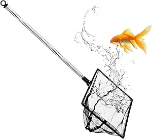Grepol-V Fish Net for Fish Tank, Fine Mesh Aqurium Net with 9-24 Inch Stainless Steel Long Handle, Extendable Fishing Tank Net for Fish Shrimp Tank, Pond, Creek