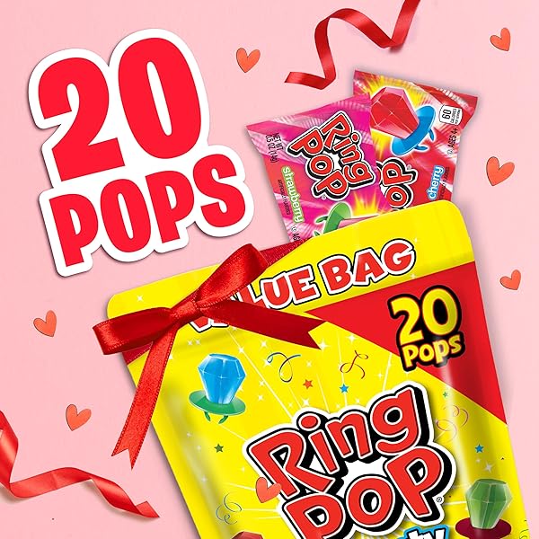 RING POP CANDY, EASTER LOLLIPOPS, 20 CT PARTY FAVORS IN ASSORTED FRUITY FLAVORS – FULL SIZE, FUN HARD CANDY FOR BIRTHDAY PARTIES, PARTY FAVORS, EASTER BASKET STUFFERS, EGG FILLERS, GIFTS FOR KIDS