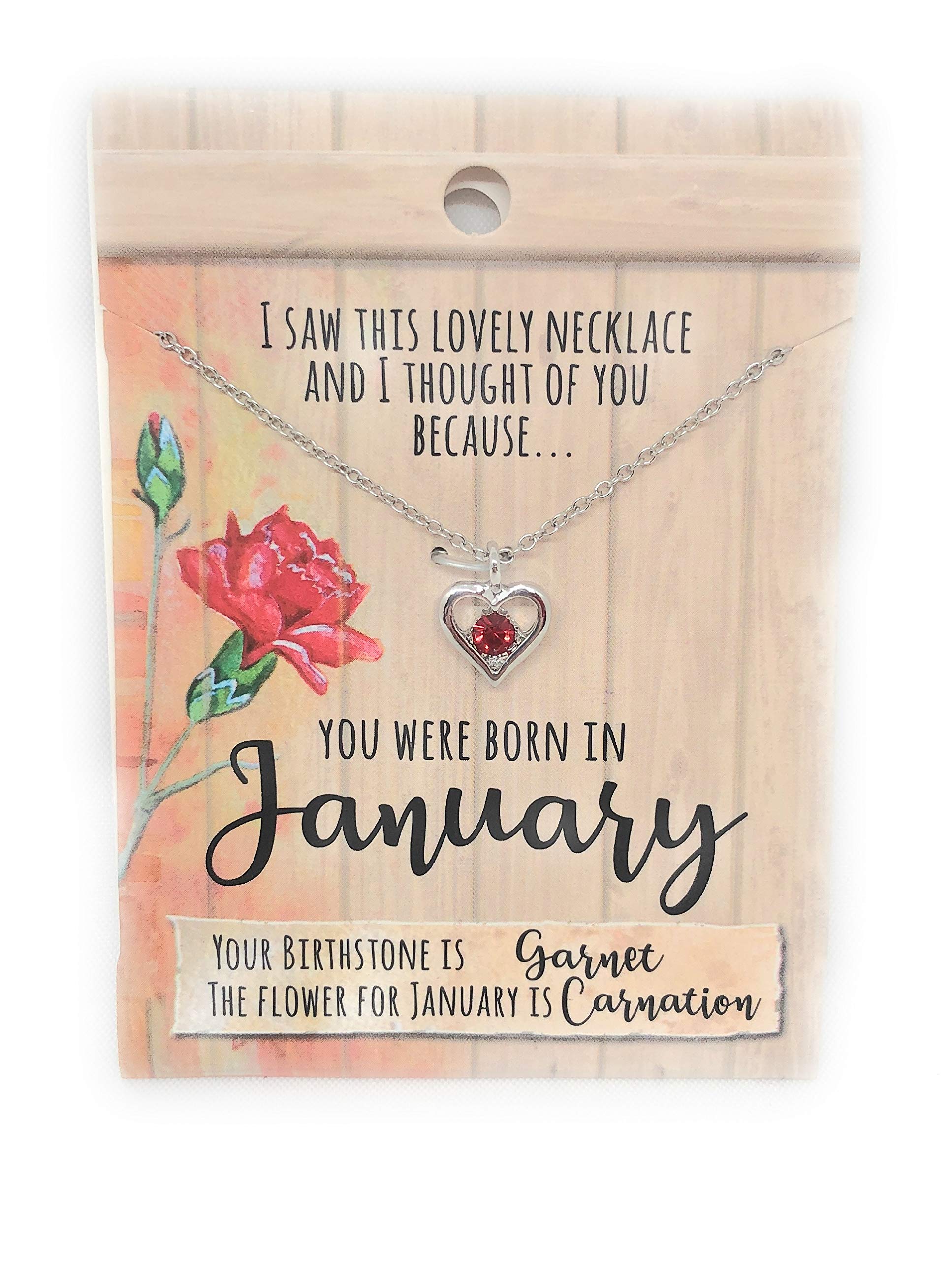 Royal County January Crystal Birthstone Necklace, Adjustable 42cm Chain- I Saw This Necklace and Thought of You, Birthday, Christmas, Stocking Filler