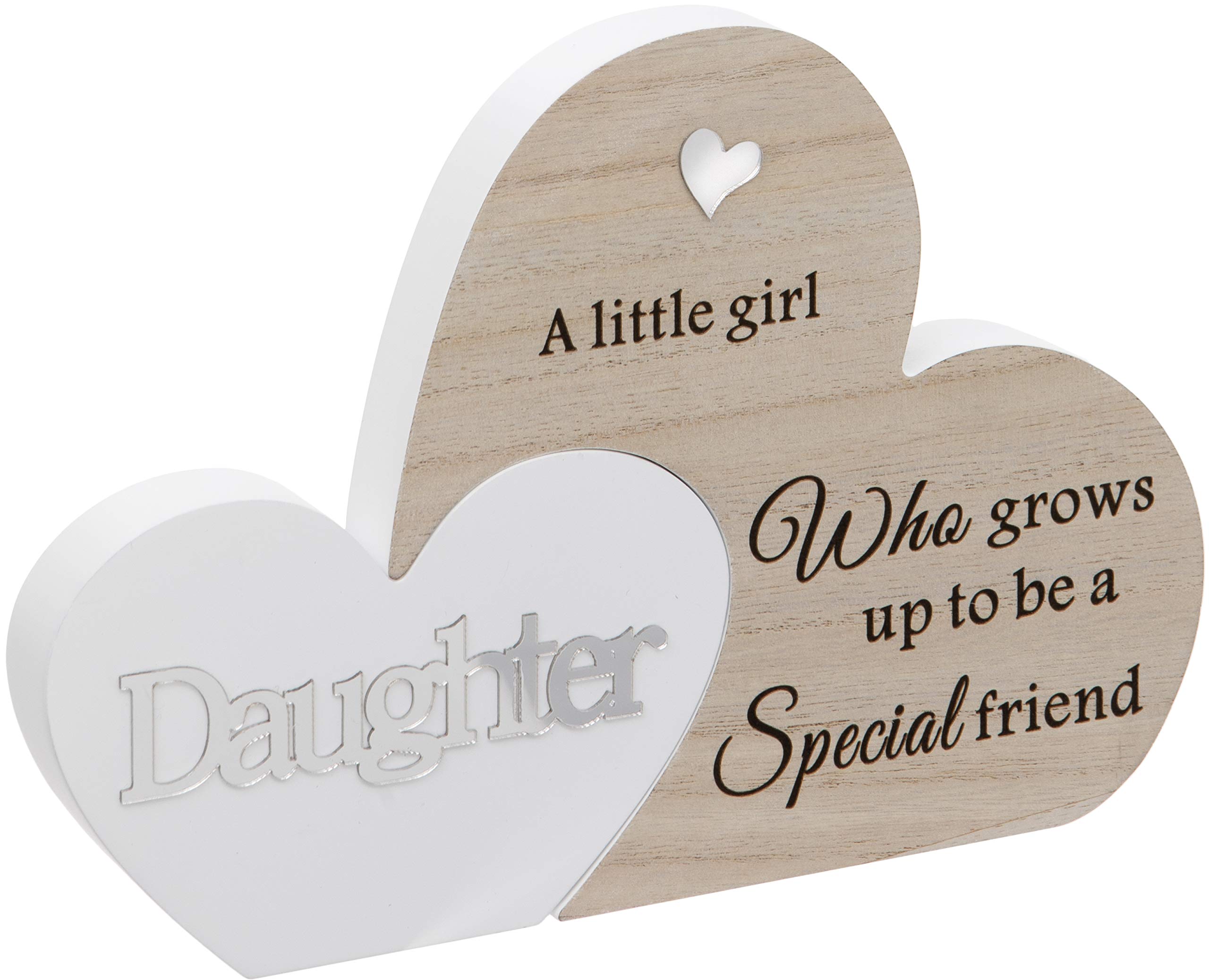 Free Standing Double Heart Plaque Sentiment Gift - Daughter