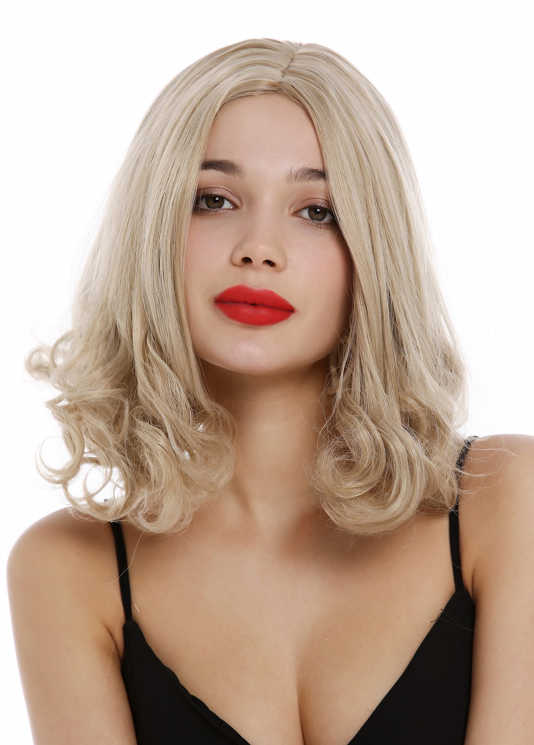 WIG ME UP - YZF-4369-1 Lady Wig short Bob Longbob straight but curled tips middle parting blond mix