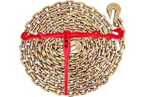 9TH SHOP Chain and Binder Kit 5/16in-3/8in, Chain Binders Ratcheting Heavy Duty, Chain Binder 5400lbs Working Load Limit, Chain Binder Kit 5/16in x 20ft Chains w/ G70 Hooks