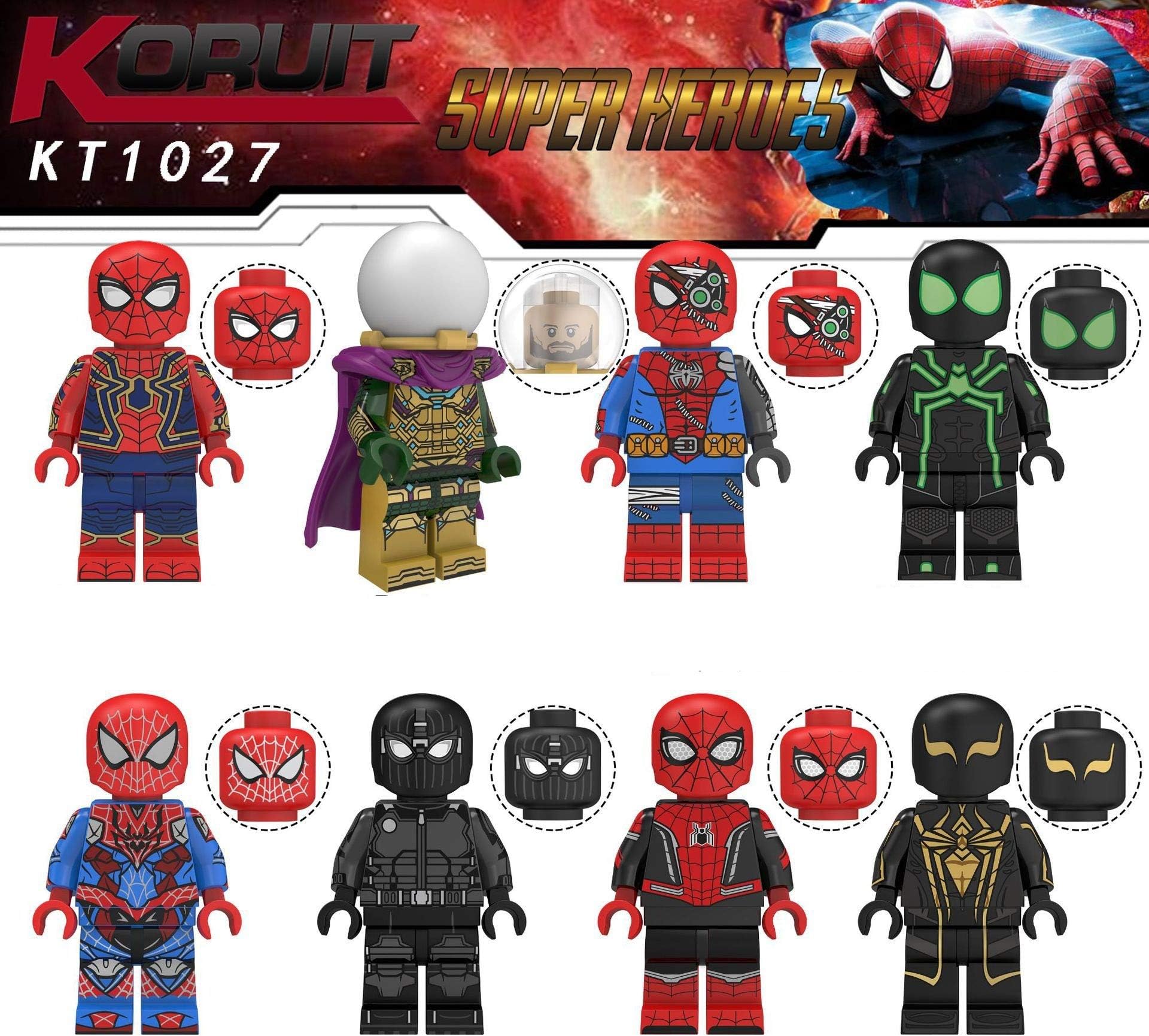 Rose Rock Spider Mini Building Blocks Far from Home Suit Action Play Figures Super Hero Mini Figures Toys for Kids Set of 8