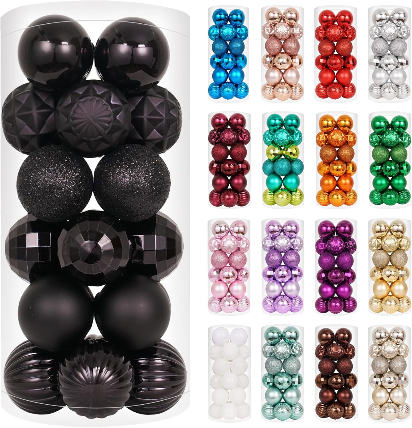 Ornaments - XmasExp 24ct Christmas Ball Ornaments Shatterproof Xmas Tree Hanging Balls Decorations Perfect for Halloween Decorations Holiday Wedding Christmas Decor(1.57