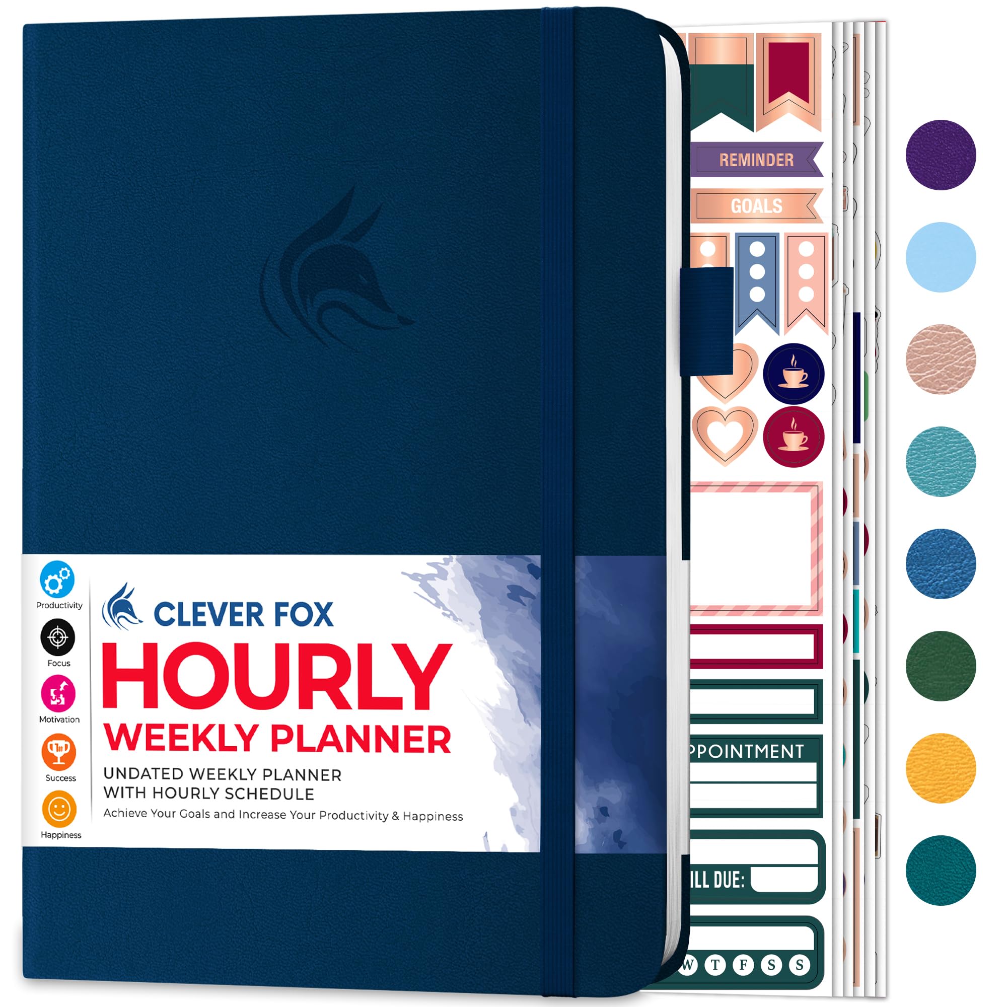 Clever Fox Planner Schedule โ Undated Weekly & Monthly Life Planner with Time Slots, Appointment Book & Daily Organizer, A5 (Dark Blue) โ image 1