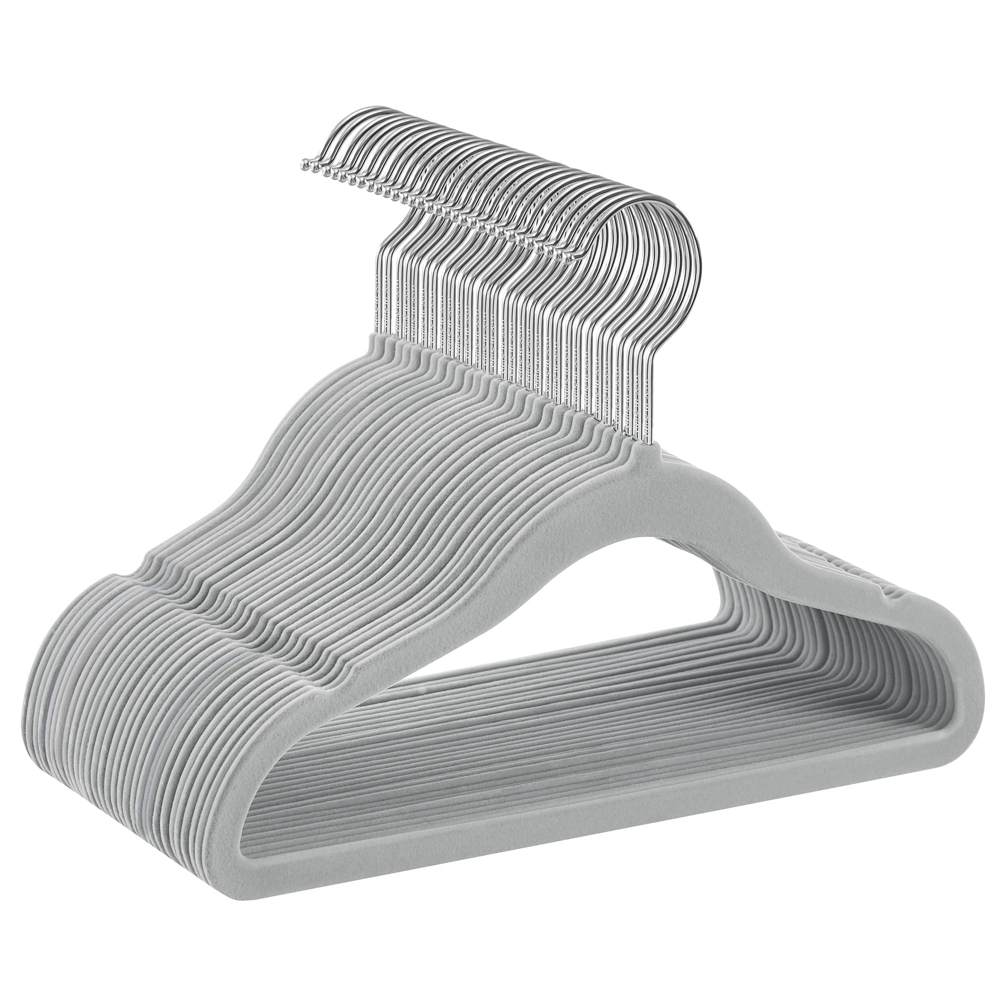 SONGMICS Children's Clothes Hangers, Set of 30 Children's Clothes Hangers, Baby Hangers, Velvet Hangers, 360° Rotating Hook in Silver, Space-Saving, Non-Slip, for Wardrobe, Dove Grey CRF027G30