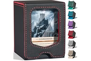 Fabmaker Deck Box for MTG Commander, (patent Pending) Magnetic Trading Card Storage Box with Commander Display, Fits 100 Double-Sleeved Cards, Card Box Compatible for Magic the Gathering, Red