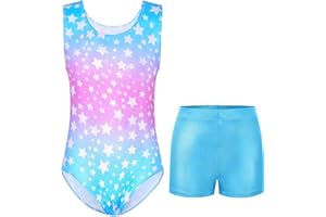 Kirinkylin Girls Gymnastics Leotards Size 4-12 Years Old Sleeveless Dancewear Little Kids Bodysuits Tumbling Outfits