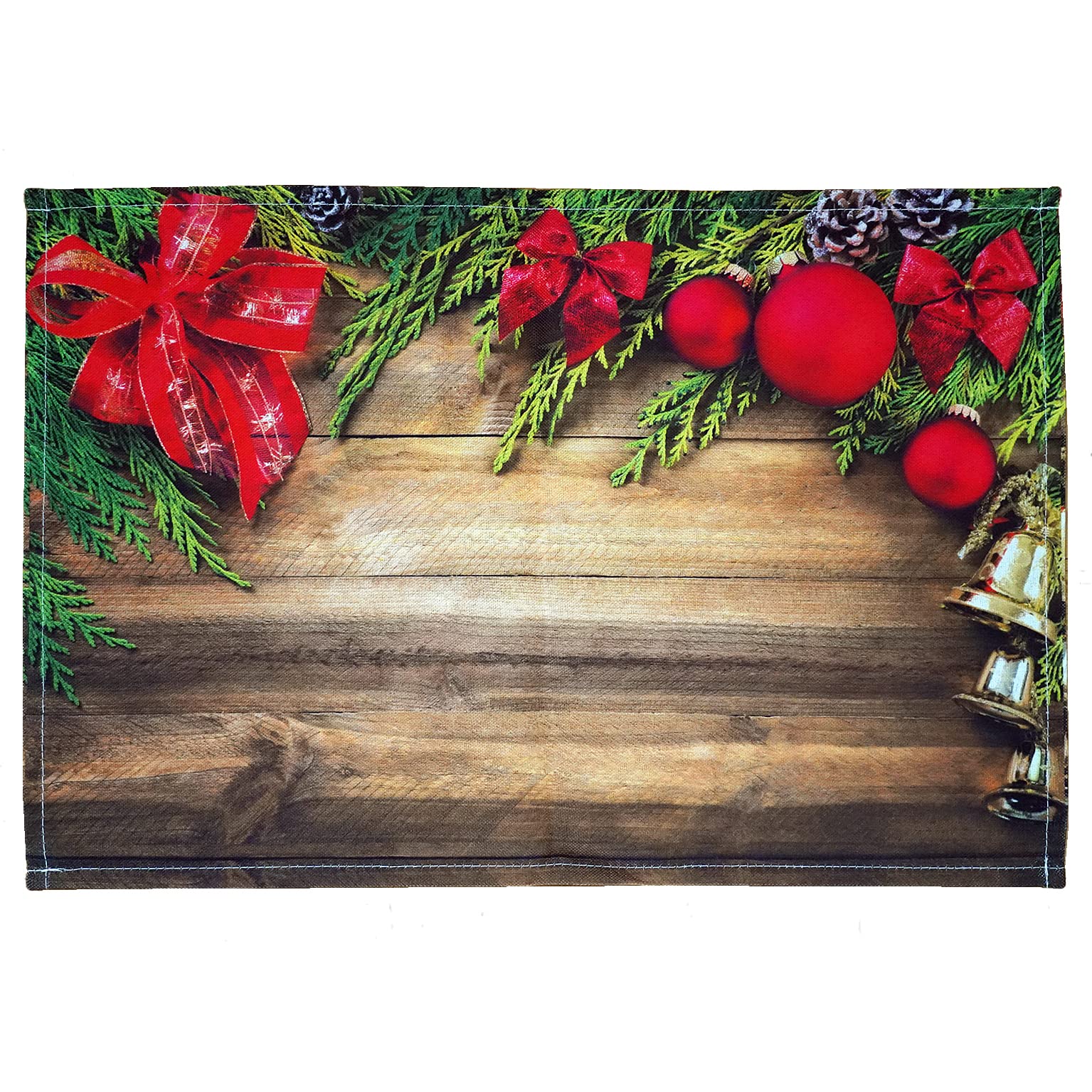 texpot Place Mats 30 x 45 cm made from 100% polyester Christmas decoration and branches on wood