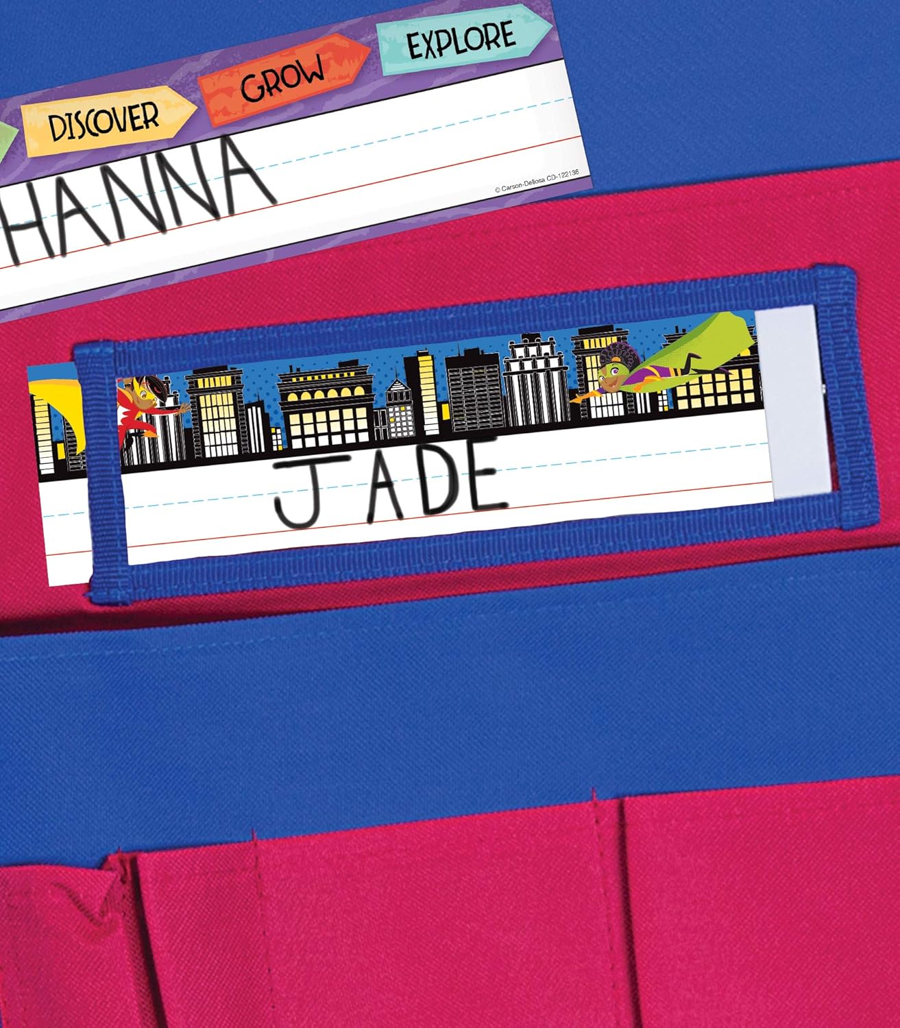 Carson-Dellosa CD-158035 Chairback Buddy Pocket Chart, Blue/Red : Classroom Pocket Charts : Office Products