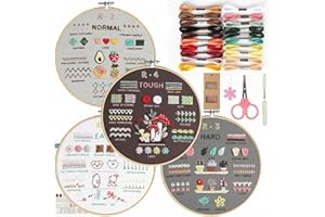 Beginner Embroidery Kit with 38 Stitch Techniques – Complete Hand Embroidery Starter Set Including Video Tutorials, Pre-Print