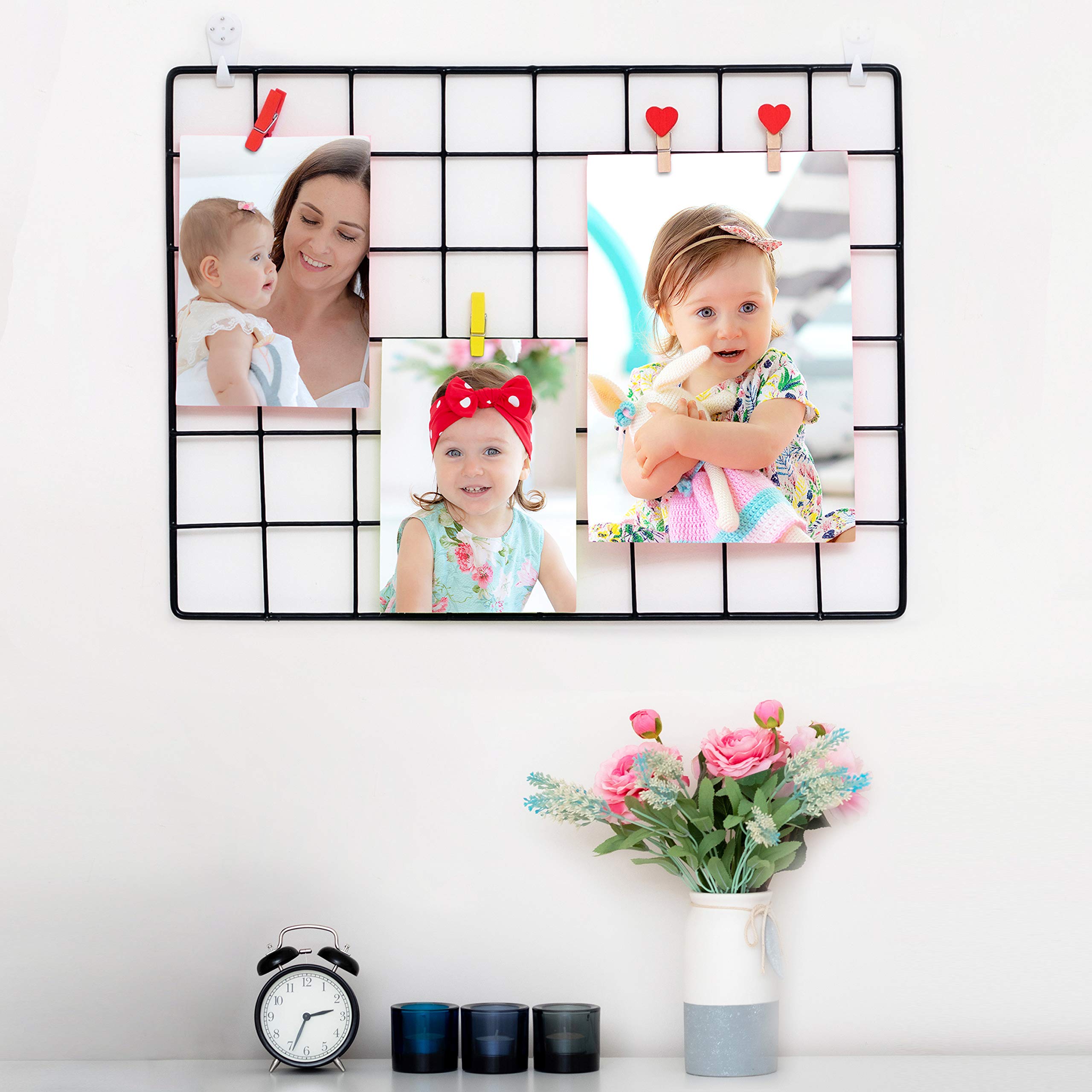 1 Pack Wire Wall Grid Panel | Photo Display Gridwall | Metal, Black & Magnetic Panels | Mesh Storage Organizer & Picture Frame | Hanging Home, Office & Kitchen Décor | Wire Notice Board