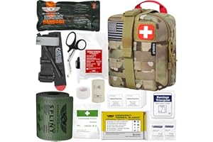 EVERLIT Emergency Trauma Kit, CAT GEN-7 Tourniquet 36" Splint, Military Combat Tactical IFAK for Critical Wounds First Aid, Gun Shots, Severe Bleeding Control (Camouflage)