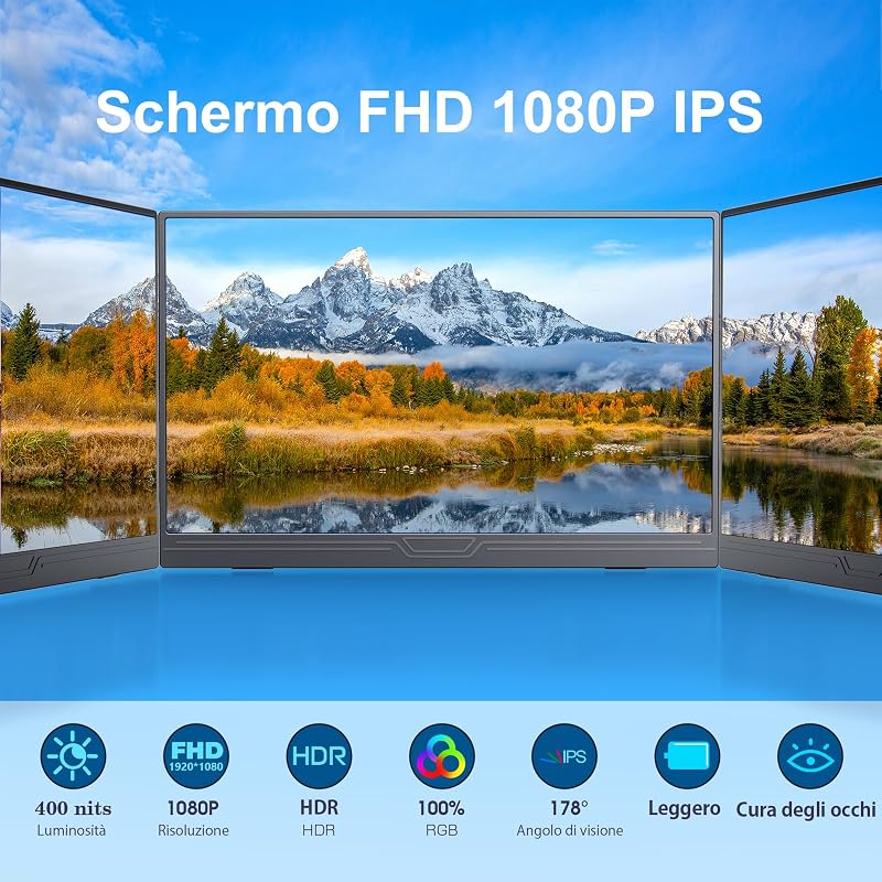 Monitor Portatile, 15.6'' IPS FHD 1920x1080 con HDR