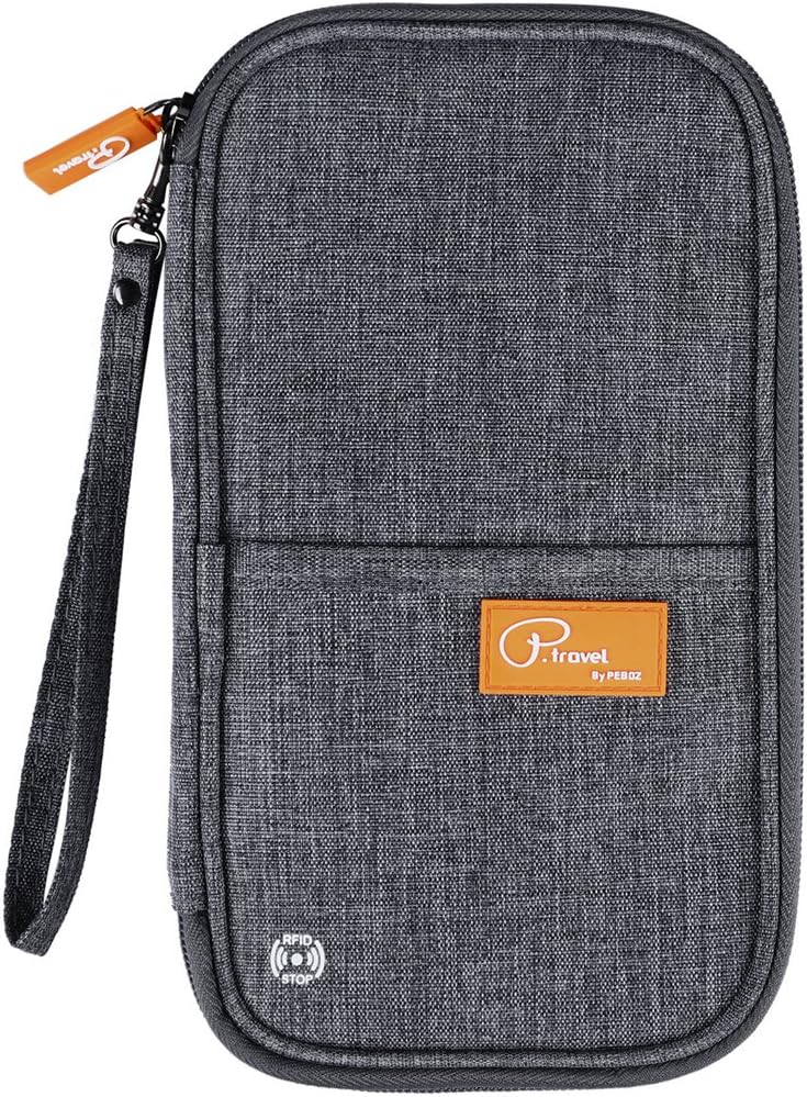 ManKn Travel Wallet Family Passport Holder RFID Blocking Document Organizer Case with Removable Hand Strap for Men Women Flight Ticket Credit ID Cards Cash Pouch Money Bag