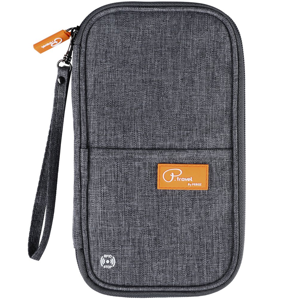 ManKn Travel Wallet Family Passport Holder RFID Blocking Document Organizer Case with Removable Hand Strap for Men Women, Flight Ticket Credit ID Cards Cash Pouch Money Bag