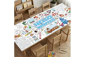 YQUQWN Kids Winter Giant Coloring Poster/Tablecloth Giant Poster 71×35 Inch with Classic Winter Elements Large Coloring Paper for Holiday Activities, Party Games, Classroom Decorations and Gifts