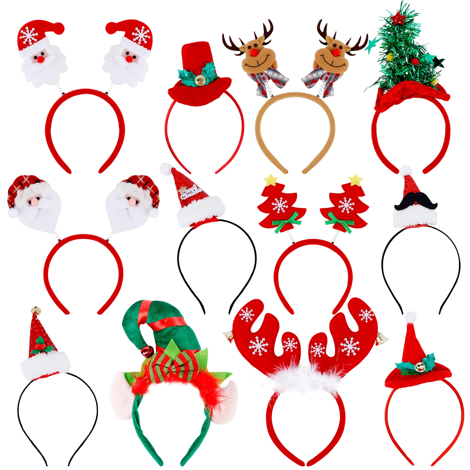 KatchOn Christmas Headband for Adults – Pack of 12 Reindeer Antlers Headbands | Fun Christmas Party Accessories, Head Boppers & Holiday Headwear for Festive Decorations