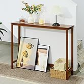 Mordchil HF Bamboo Narrow Console Table, 39.4"(L) Wood Entryway Table, Accent Small Slim Hallway Tables, Thin Sofa Side Table