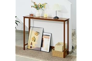 Mordchil HF Bamboo Narrow Console Table, 39.4"(L) Wood Small Entryway Table, Accent Slim Hallway Tables, Thin Sofa Side Tables for Hallway, Living Room, Bedroom, Foyer, Walnut