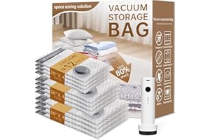 Vacuum Bags for Travel with Wireless Rechargeable Pump, 18 Pack Carry-on Size Compression Packing Seal Bags for Luggage and S