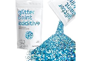 Hemway Glitter Paint Additive Crystals for Acrylic Emulsion Paint, Interior & Exterior Walls, Wood, Varnish, Matt, Gloss 100g / 3.5oz - Extra Chunky (1/24" 0.040" 1mm) - Ocean Blue Holographic