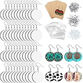 ZOCONE 380 Pcs Sublimation Earrings Blank Bulk, Sublimation Printing Earrings Unfinished Rectangular Heat Transfer Earring Pendant with Earring Hooks Cardboard Bags for Women DIY (Round)