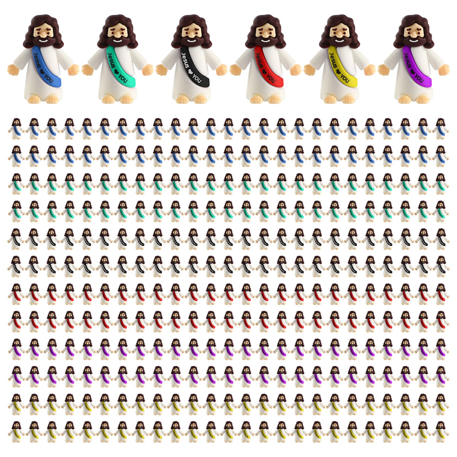 Photo 1 of VZZNN 300 Pcs Mini Jesus Figurines in Bulk – Little Jesus Figures, Original Design, Hide and Seek Toys, Sunday Religious Party Favors, Easter Egg Stuffers, (Multicolor)