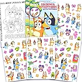 Bluey Tattoos Party Favors Set - 100+ Temporary Tattoos for Kids, Boys, Girls Featuring Bingo, Bandit, Chili | Bluey Party Supplies Pack