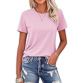 MAGCOMSEN Women's Cotton T-Shirts Short-Sleeve Shirts Crew-Neck Tops Classic-Fit Breathable Casual Summer Tees