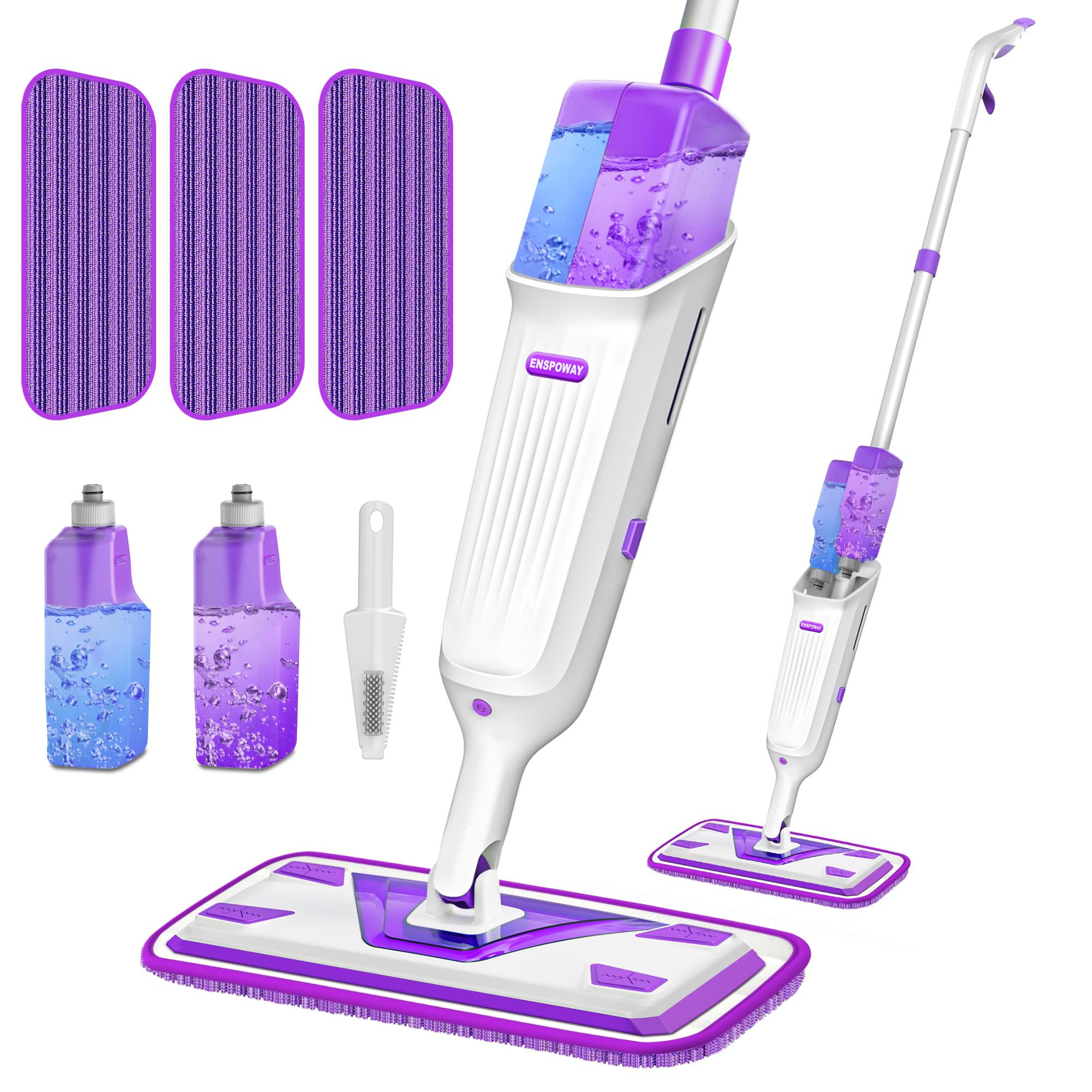 Photo 1 of Double Bottle Spray Mop Series - Enspoway Dust Floor Mop with Washable Pads x3 for Wet Dry Home Bathroom Office Commercial for Hardwood Laminate Wood Marble Tiles Ceramic Floor Cleaning