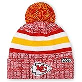 FOCO NFL Unisex-Adult NFL Team Logo Heather Stripe Pom Beanie Hat
