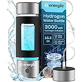 Energilz Hydrogen Water Bottle | Large 16.2 oz (480 ml) Hydrogen Water Bottle Generator 3000ppb | Hydrogenator Machine | SPE/PEM Hydrogenated Ionizer Generator (Steel w/Black)