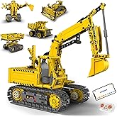 AoreSpty STEM Building Toys Kit, 5-in-1 Remote Control Excavator Robot with Servo Motor, 555 PCS Model Cars Building Kit for 