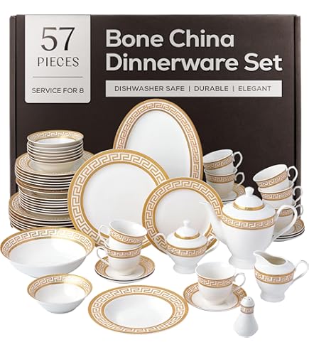 Amazon.com | Lorren Home Trends 57-Piece Porcelain Dinnerware Set