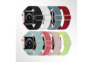 8 Pack Stretchy Band Compatible with Apple Watch Band Ultra 2 49mm 46mm 45mm 44mm 42mm 38mm 40mm 41mm Men Women, Soft Nylon E