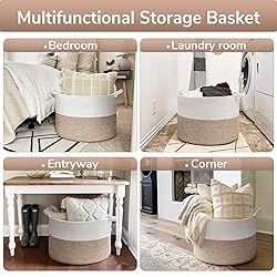 Goodpick Large Cotton Rope Basket, 83L Big Woven