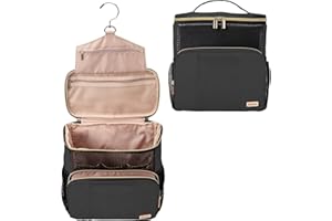 BAFAMYE Women's Hanging Travel Toiletry Bag - Large, Durable, Multipurpose and TSA Approved for the Modern Traveling Woman, Black