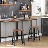 VASAGLE Bar Stools Set of 2 Saddled Seat 60 cm Rustic Brown Black LBC074B01 view 3