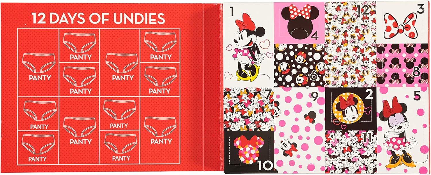 Disney Toddler Minnie or Mickey Mouse '12 Days Un-Boxing' Gift box 12-Pack Underwear: Clothing